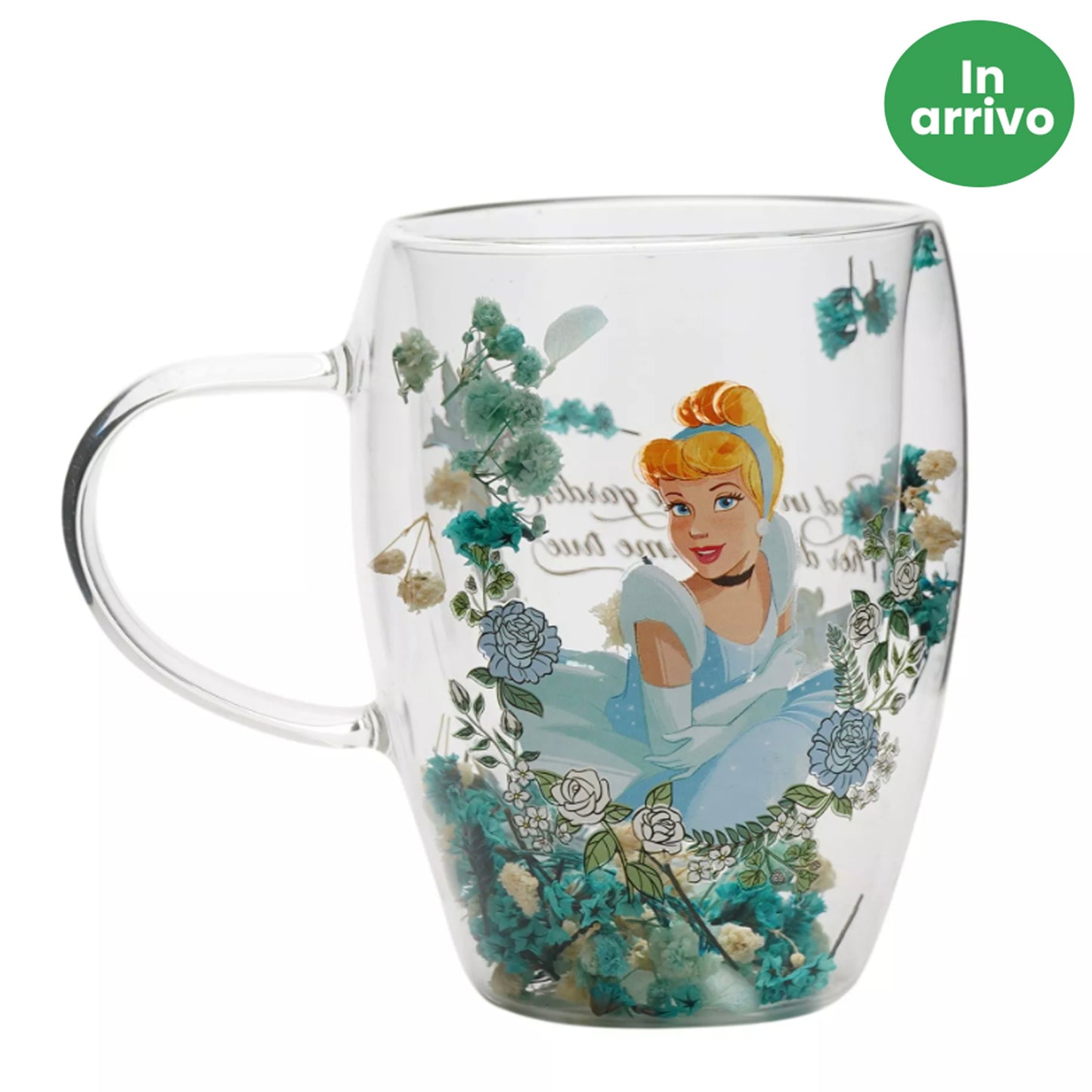 Disney: Cenerentola - Tazza vetro con fiori essiccati