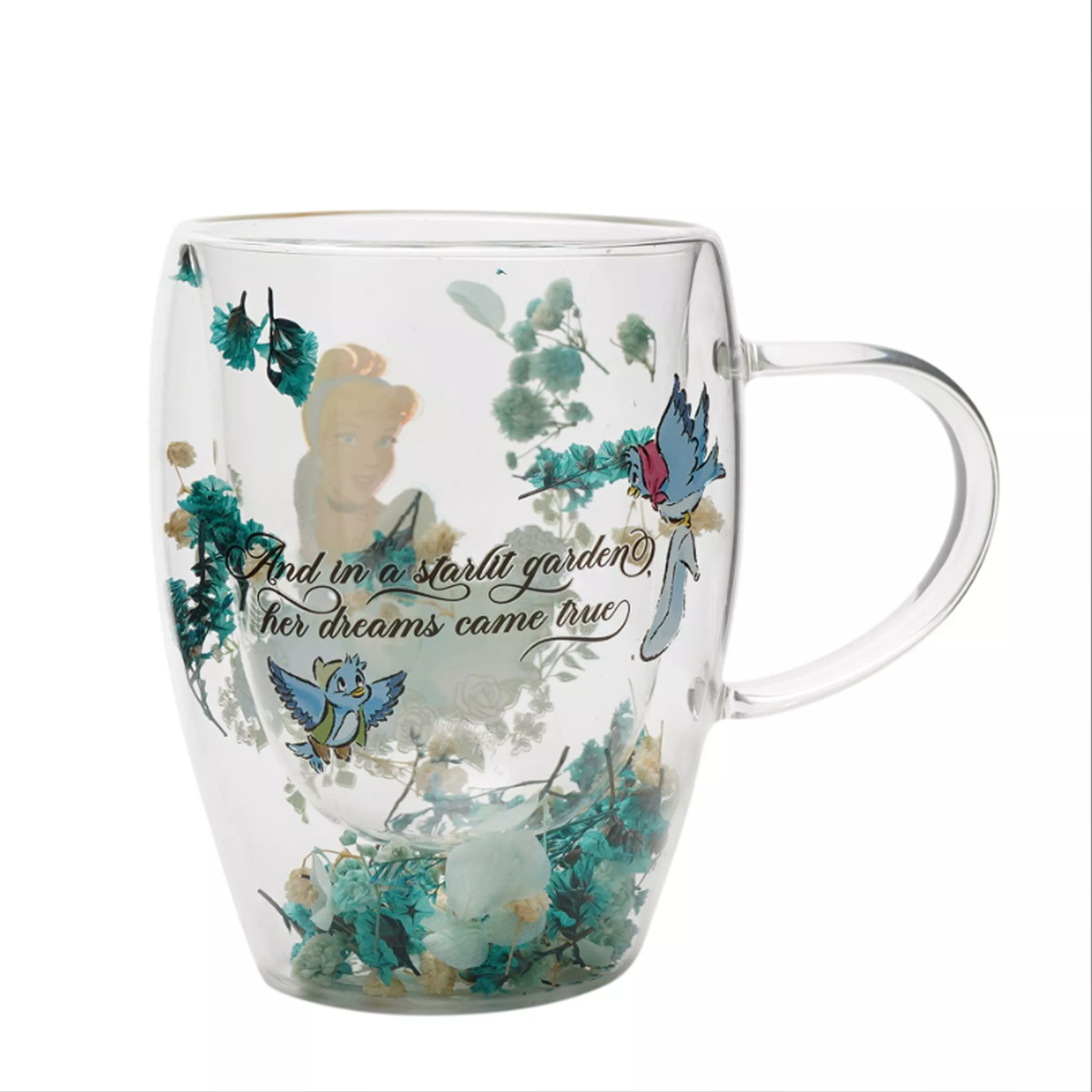 Disney: Cenerentola - Tazza vetro con fiori essiccati