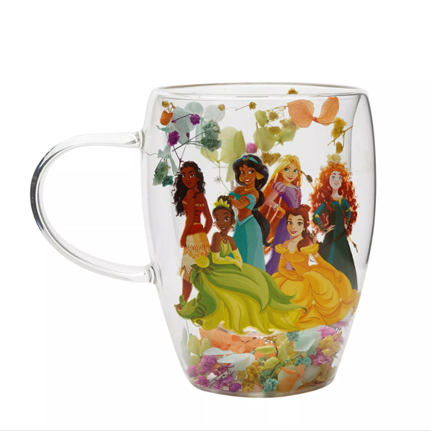 Disney: Principesse - Tazza vetro con fiori essiccati