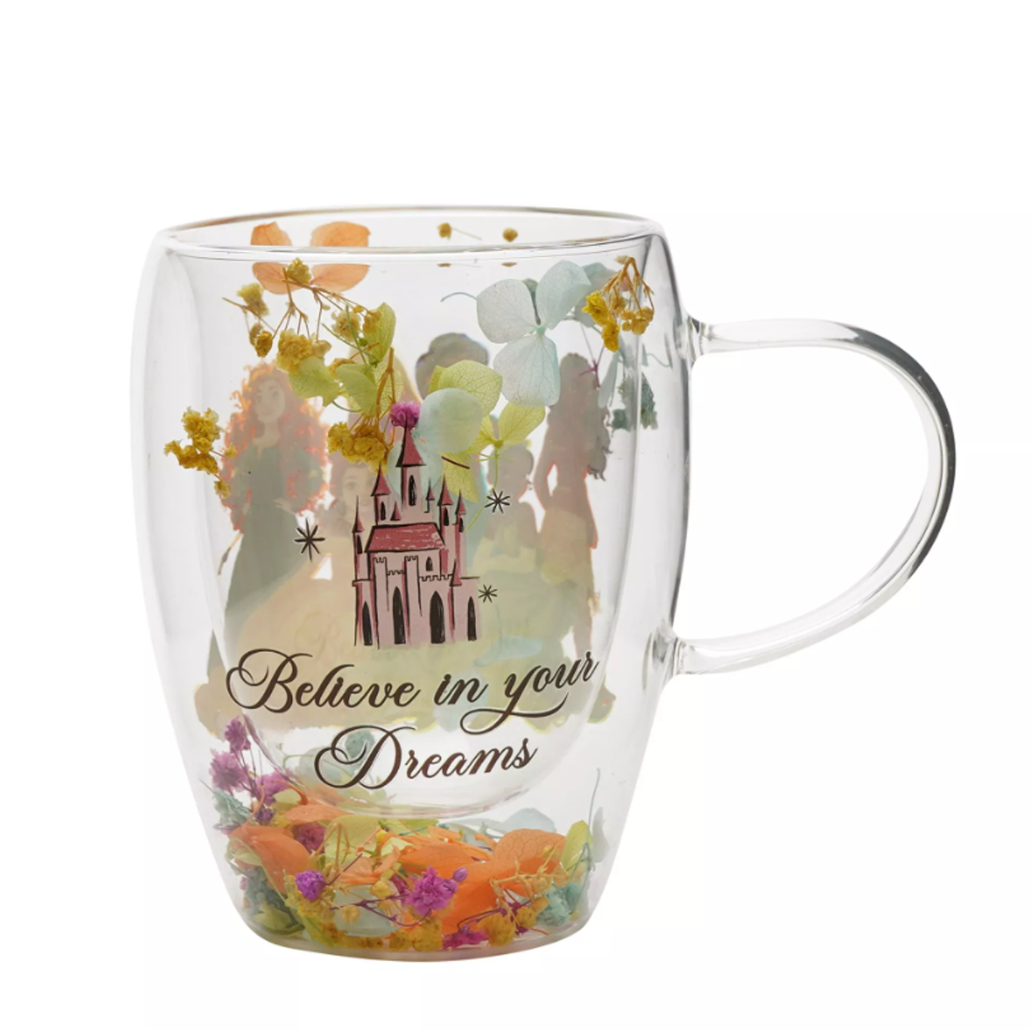 Disney: Principesse - Tazza vetro con fiori essiccati
