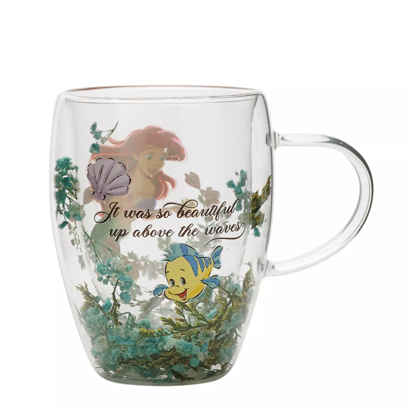 Disney: Ariel - Tazza vetro con fiori essiccati
