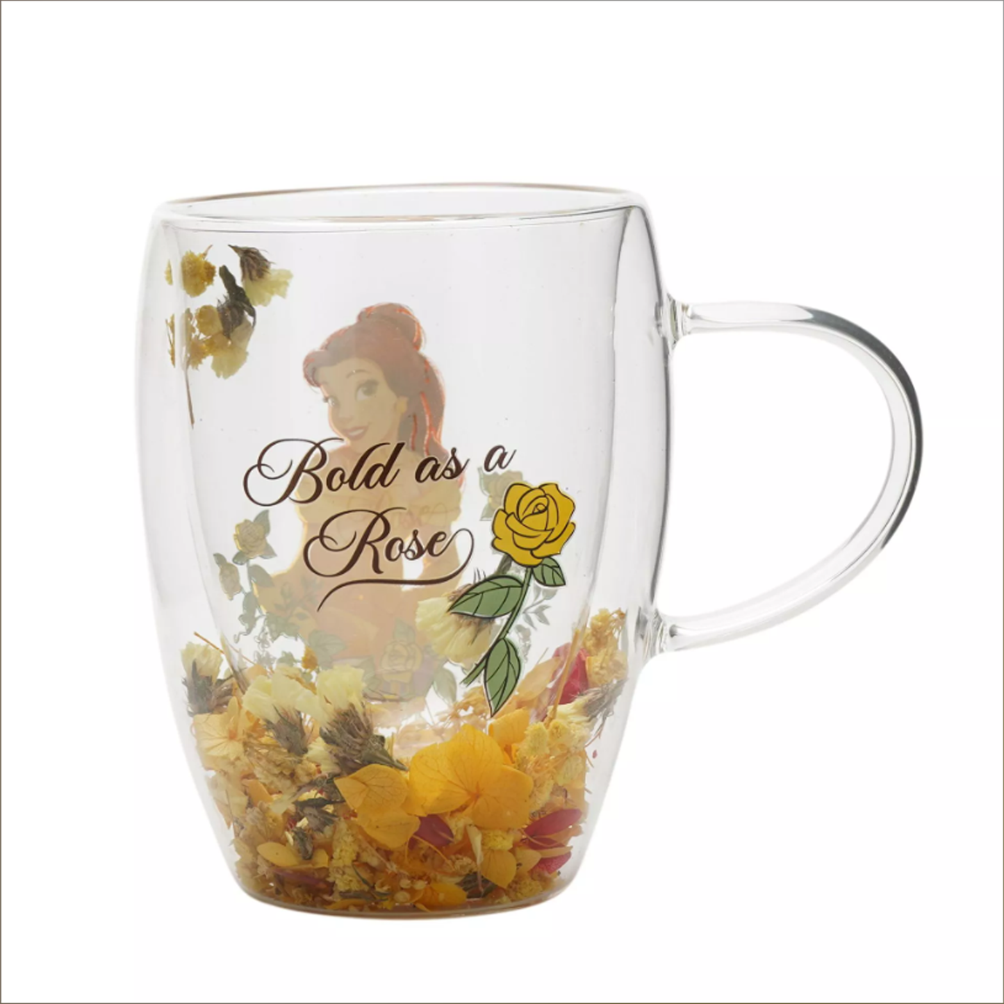 Disney: Belle - Tazza vetro con fiori essiccati