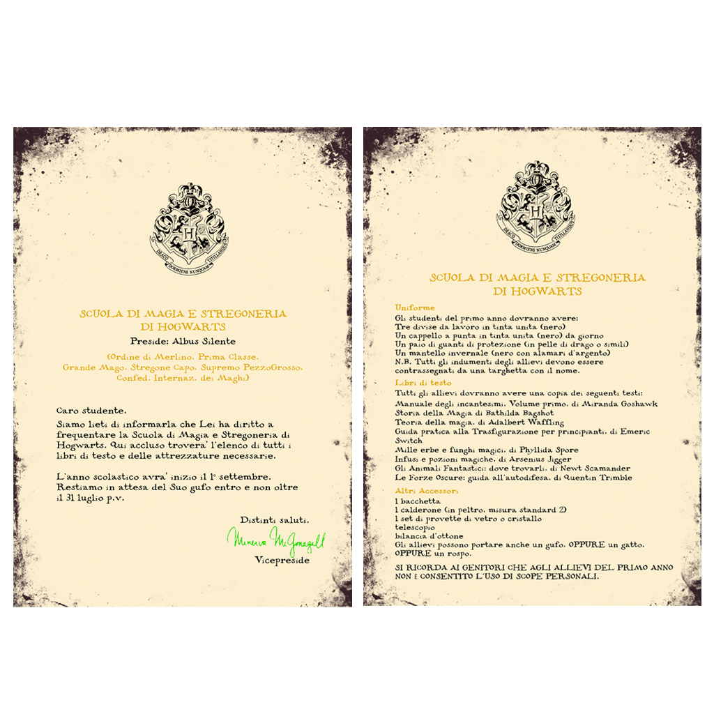 Lettera Personalizzata: Accettazione Hogwarts