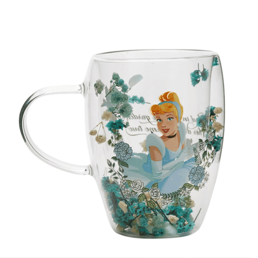 Disney: Cenerentola - Tazza vetro con fiori essiccati