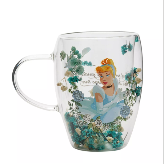 Disney: Cenerentola - Tazza vetro con fiori essiccati