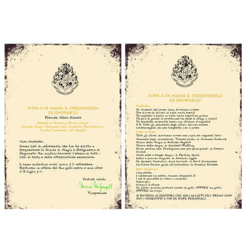 Lettera Personalizzata: Accettazione Hogwarts